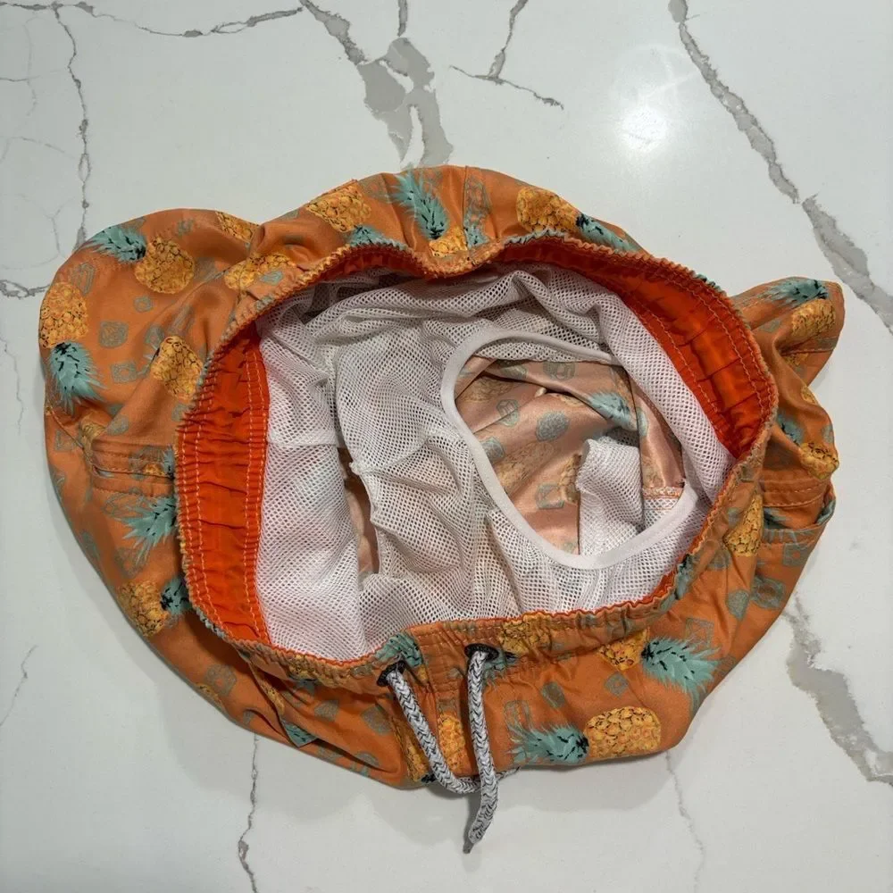 Island Haze Big Boys ORANGE PINEAPPLE SWIM TRUNKS Board Shorts Size 14